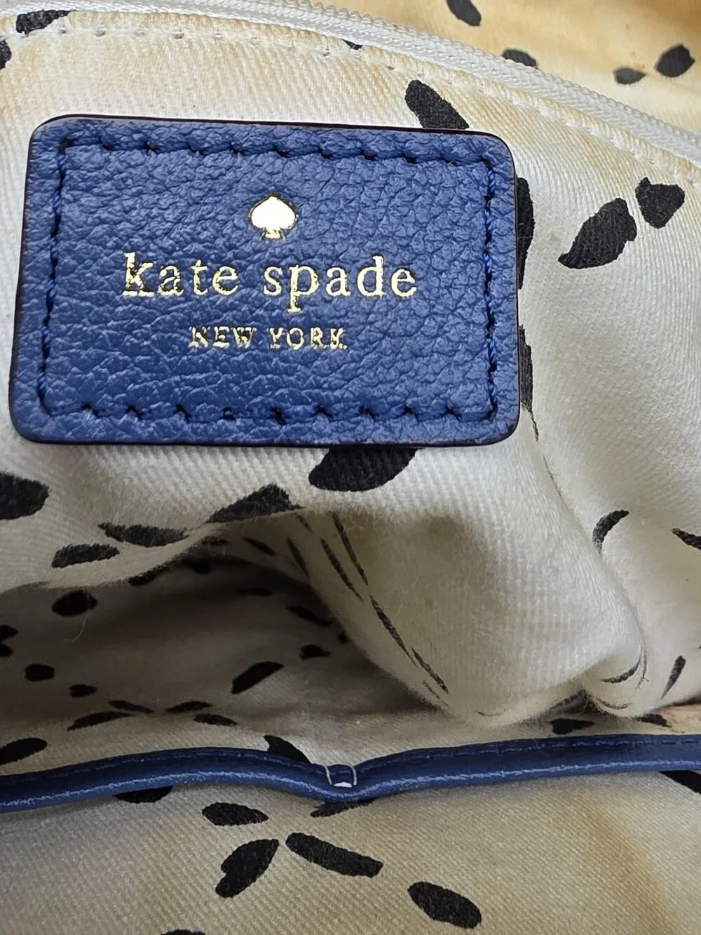Kate Spade New York Blue Pebbled Leather Satchel Gold Hardware